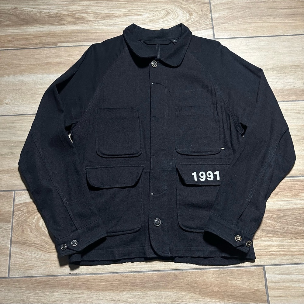 APOLIS GLOBAL CITIZEN Black Wool Chore Button Jacket Coat USA Made Heritage MED